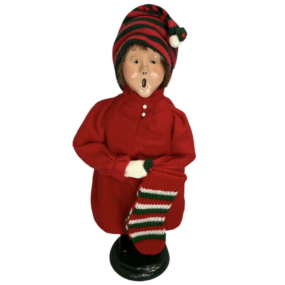 Byers Choice Ltd Caroler Pajama Boy With Stocking Christmas 1986 Figurine